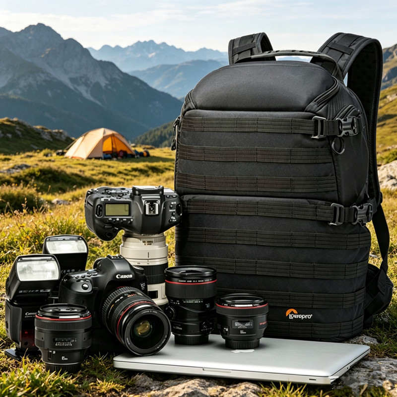 Фотосумка Lowepro ProTactic 450 AW для DSLR-камер, вместительный рюкзак для фототехники, ноутбука и дрона