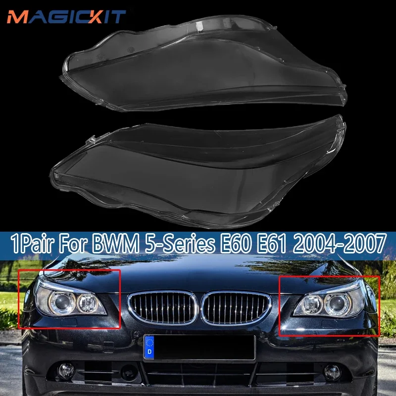 Linker En Rechter Auto Koplamp Lens Glazen Lamphoes Cover Voor Bmw E60 E61 Koplamp Doorzichtige Lens Auto Shell Cover 2003-2010