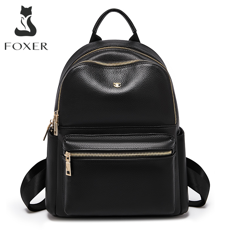 FOXER Brand  Women Cute Fashion Backpack Lady Leather +Microfiber Simple Travel School Bag Book Purse Quality Soft Daypack Gift