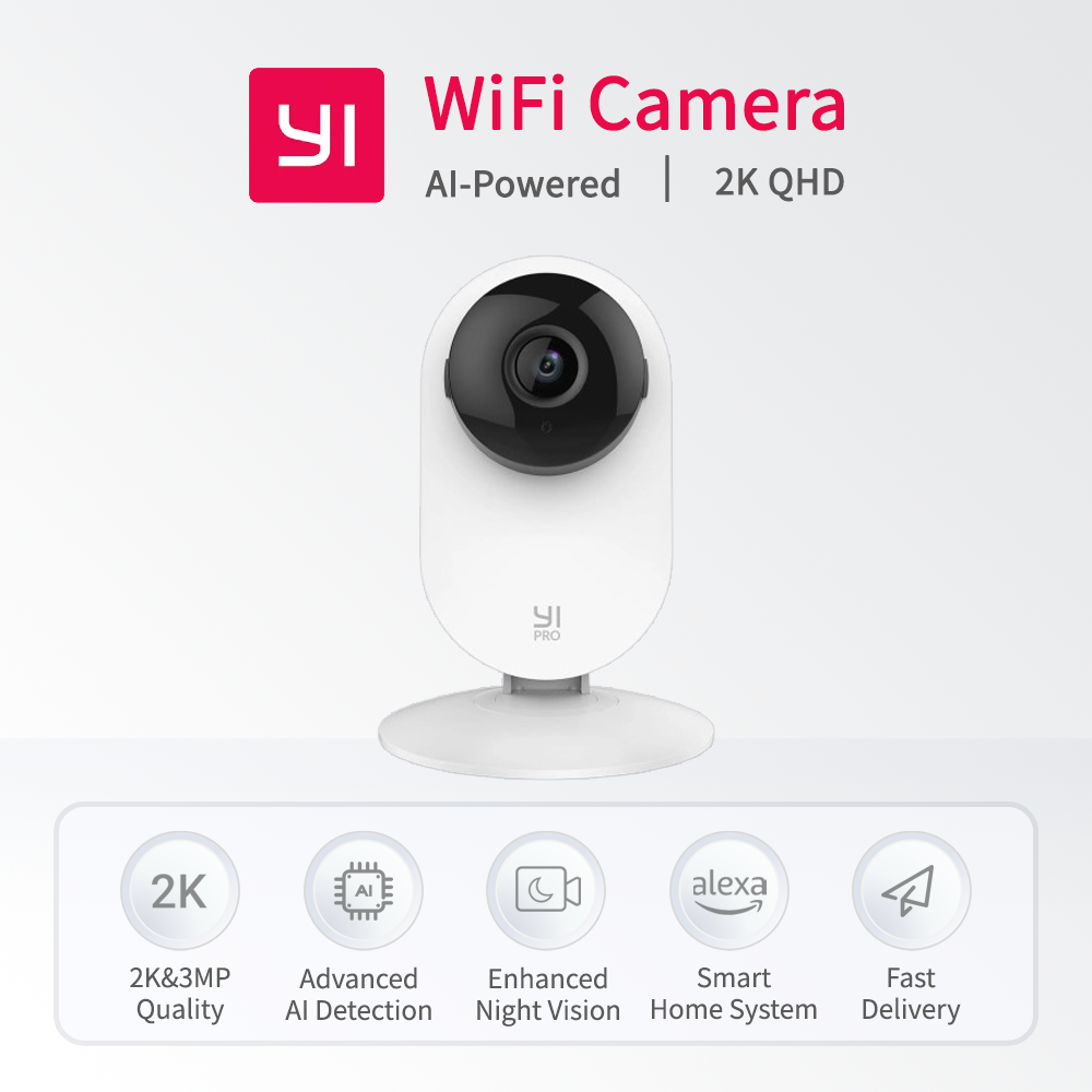 YI Pro Home 2K Wifi Telecamera di Sorveglianza 3MP IP CCTV Smart Home Baby Pet Monitor Protezione di Sicurezza Compatibile con Alexa