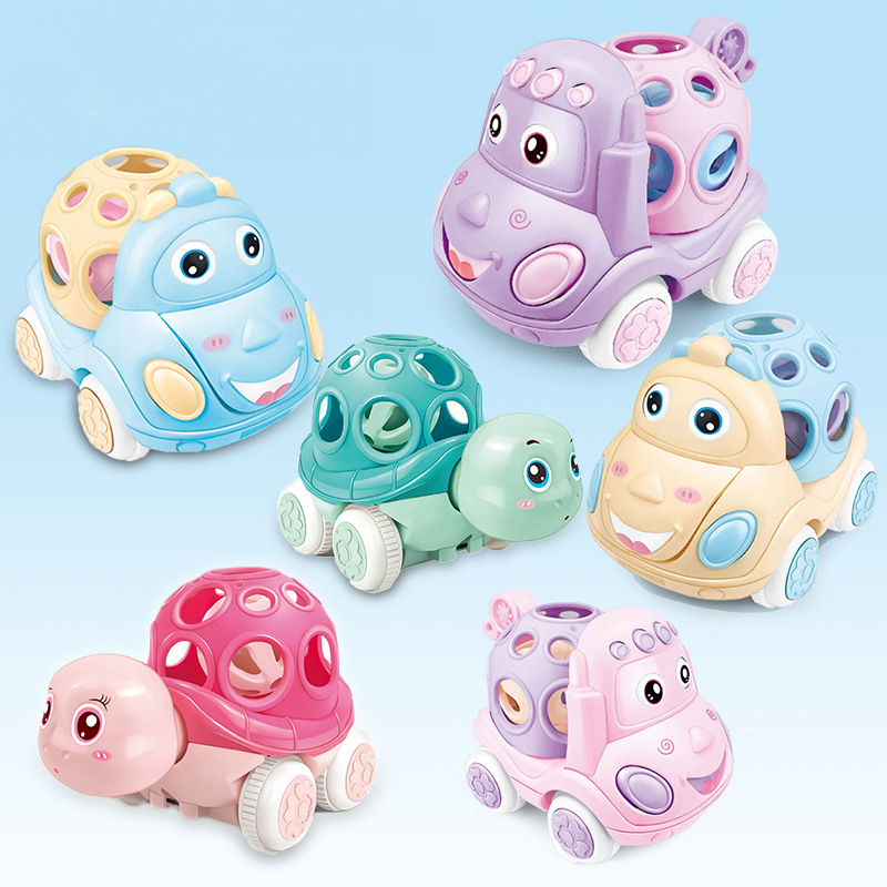 Hochet de voiture jouet pour bébé - Camion à friction Press & Go, voitures à roulement souple pour les tout-petits de 1 à 3 ans, cadeau d'anniversaire parfait pour les filles et les garçons