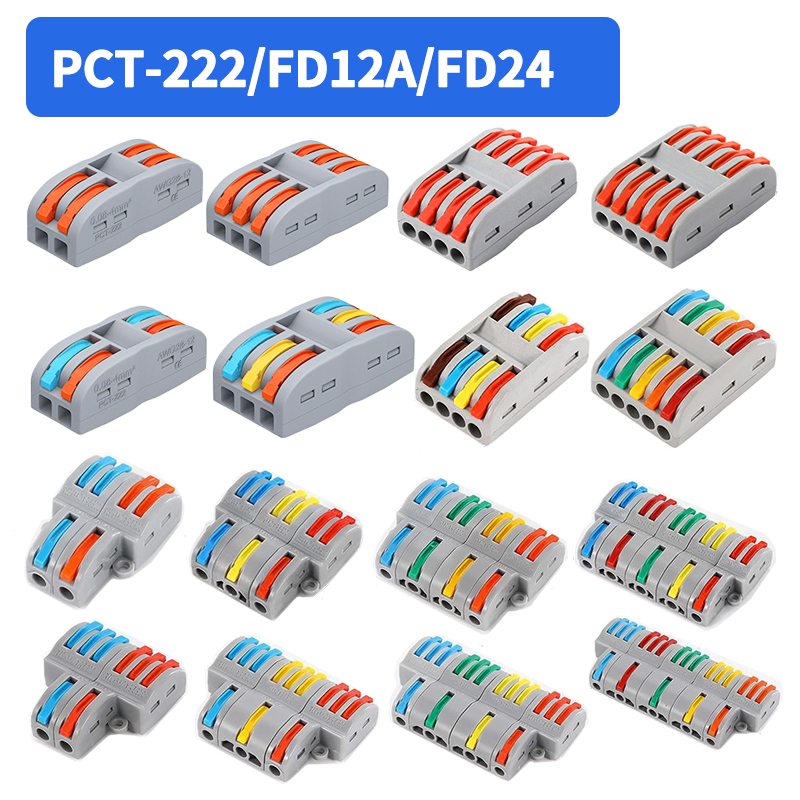 10/100Pcs Lever Wire Connectors, Compact Splicing Wire Connector, 2 3 5 Way Electrical Connectors, for Quick Connect 28-12 AWG