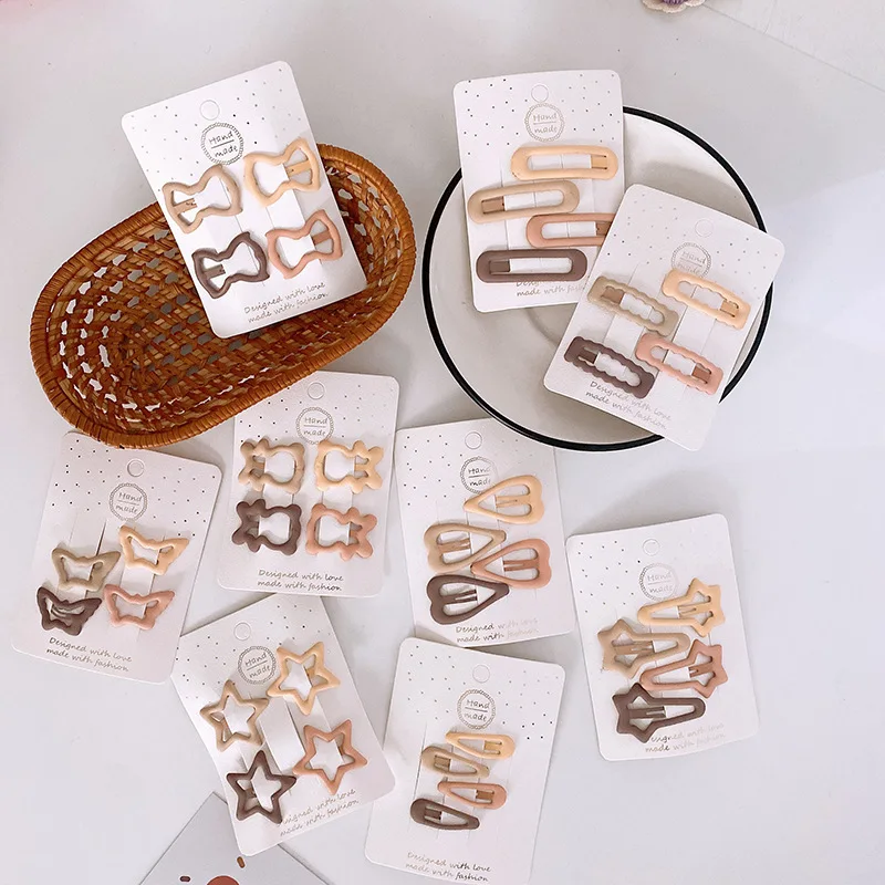Épingles à cheveux conviviale rées pour filles, pinces à cheveux simples, étoile, nar, triangle, carré, pinces à cheveux pour enfants, épingles à cheveux à clipser