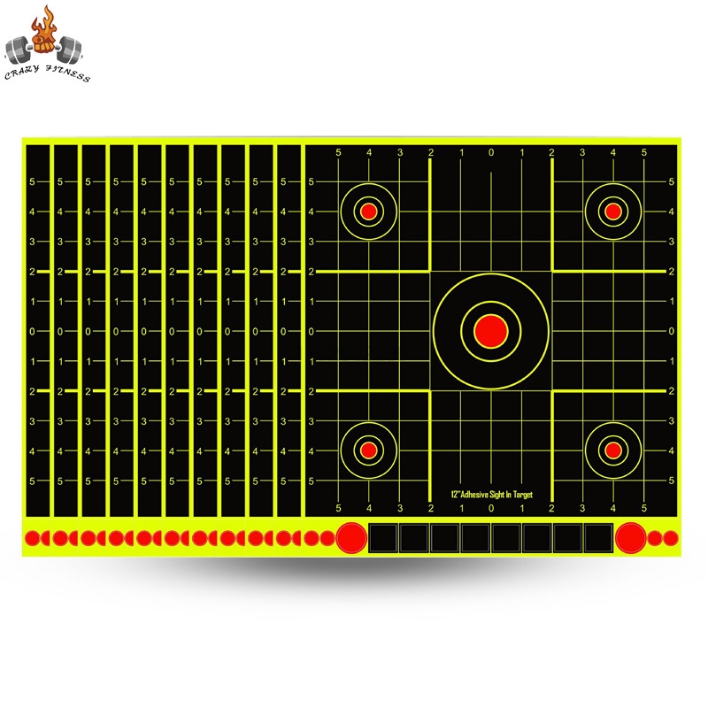 10pcs 8/12in Splatter กาว Bullseye เรืองแสงสีเหลืองยิงเป้าหมายสติกเกอร์สําหรับปืนพก,ปืนไรเฟิล BB ปืน,เม็ดปืน