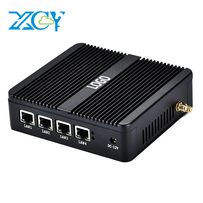 XCY Mini PC Industrial sin ventilador Celeron N2830 4x LAN HDMI VGA SIM ranura 4G módem WiFi Win7/10 Linux para firewall señalización Digital