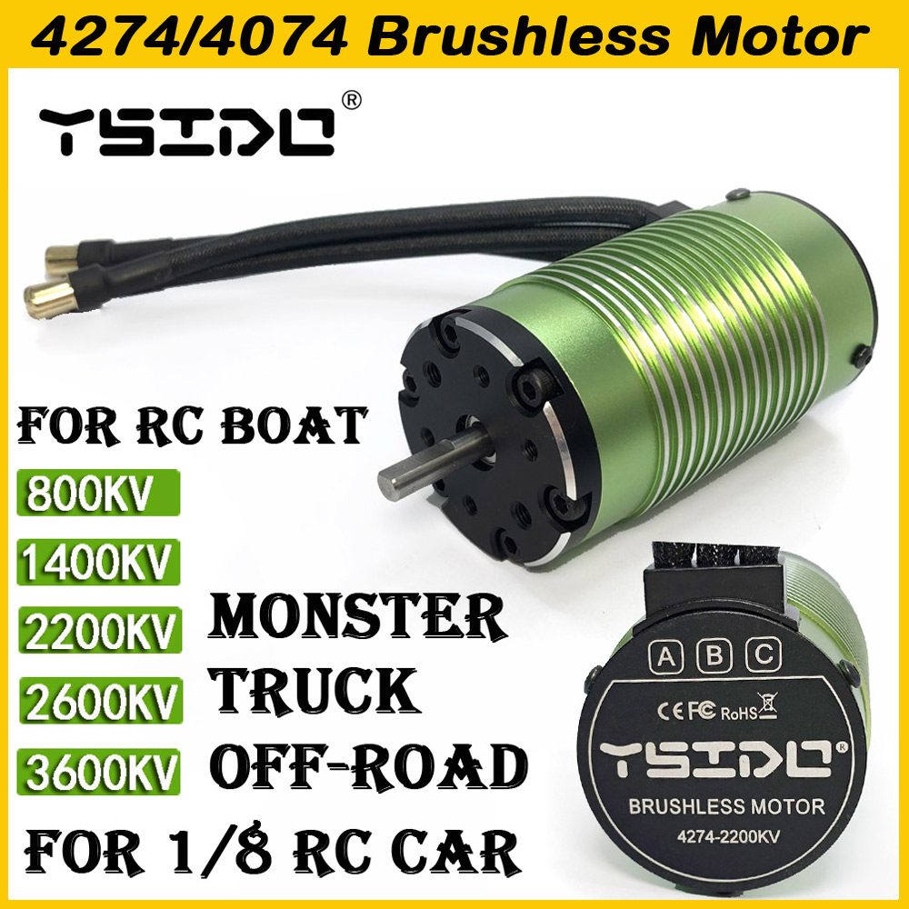 YSIDO 4274 800KV 1400KV 2200KV 3600KV Motor sem escova para RC ARRMA TRAXXAS EDF Barco 1/8 1/7 Carro Monster Truck Off Road