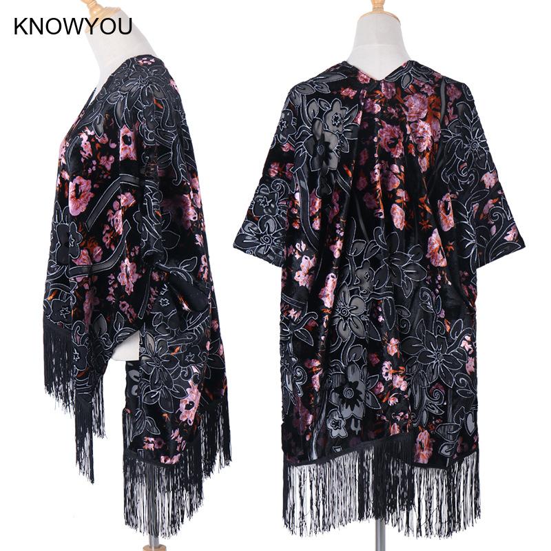 Lange lila Quaste Strand Cover-Up Luxus Urlaub Jacquard Plüsch Kimono lange Strickjacke elegante Pashmina Casual Schal Damen Schal