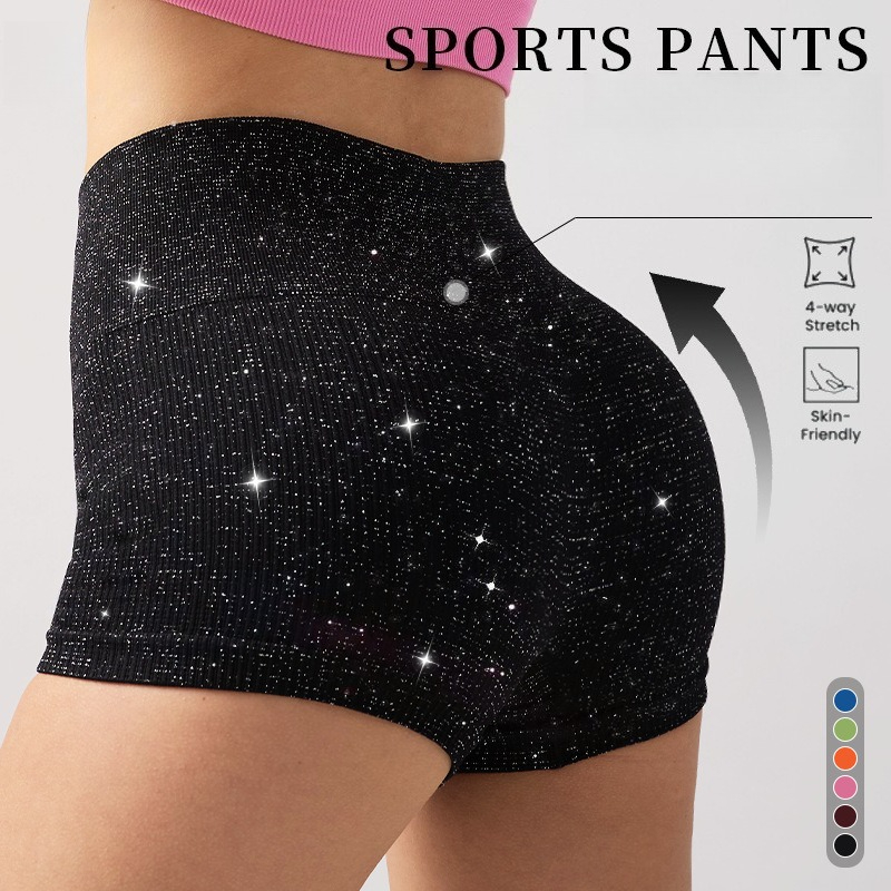 Hohe Taille Yoga Shorts Frauen Silber Draht Dünne Shorts Gym Training Sexy Hüfte Heben Leggings Mode Drei Punkt Yoga Hosen