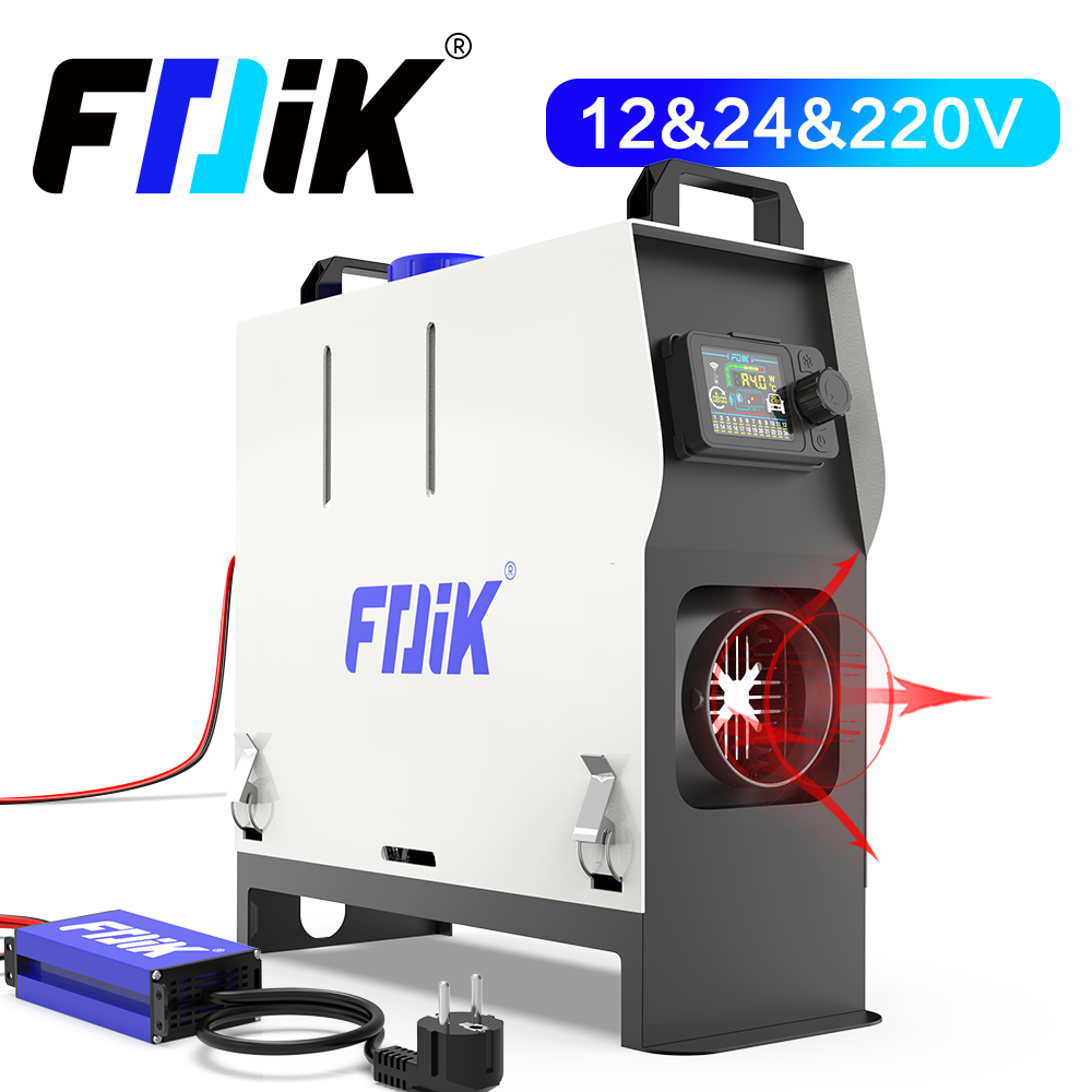 FDIK 8KW 220V Nagrzewnica powietrza na olej napędowy, nagrzewnica 12V 24V z zasilaczem 220V i pilotem zdalnego sterowania do garażu i magazynu