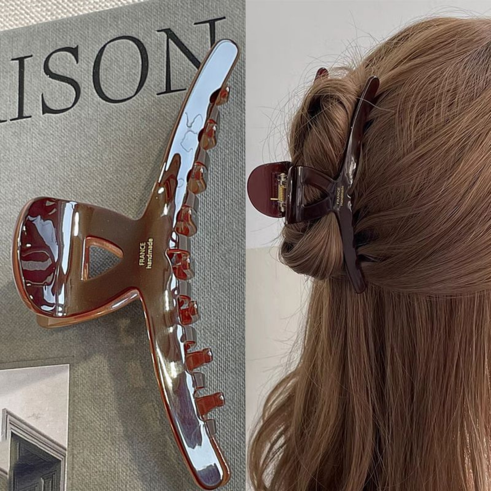 1 pieza de chocolate, acetato, pinza de agarre, pinza para el cabello, mujer, parte posterior de la cabeza, agarre para el cabello, Premium, tiburón, alta calidad, cuatro estaciones