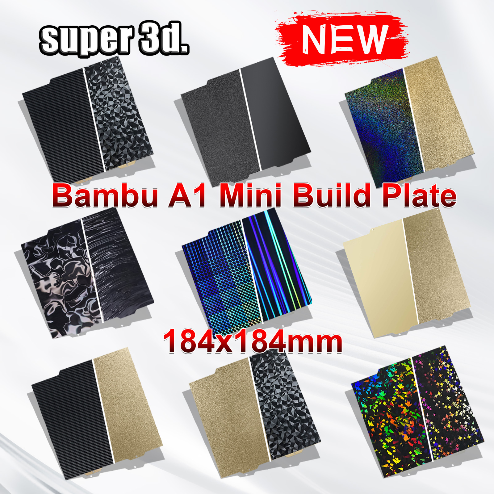 BambuLab A1 Mini Bouwplaat Glad Getextureerd H1H PEY PEO PET PEI Bed Verenstaal Pei Vel 184x184 voor 3D Printer Bambulabs