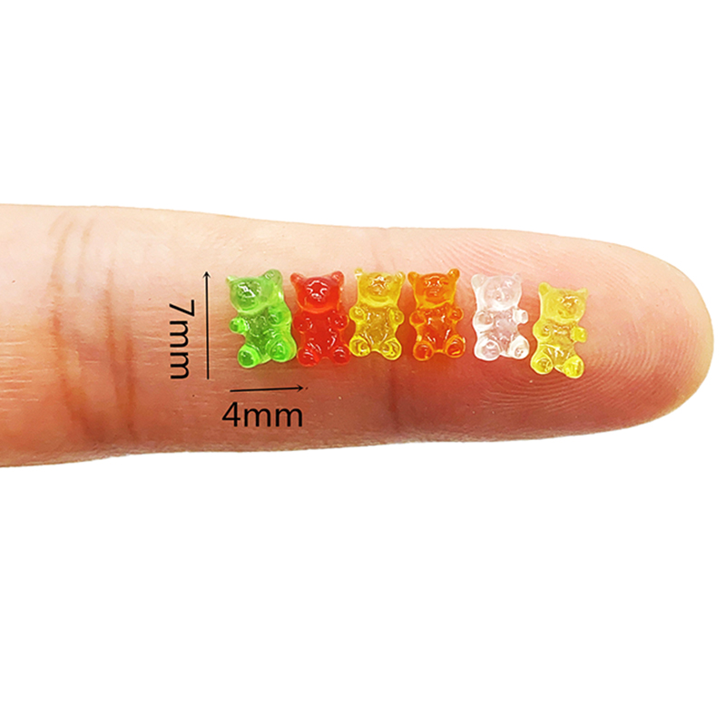 20 sztuk Mini żywica kolorowy niedźwiedź ozdoby DIY rzemiosło domek dla lalek cukierki dekoracje dzieci udawaj zagraj w zabawki