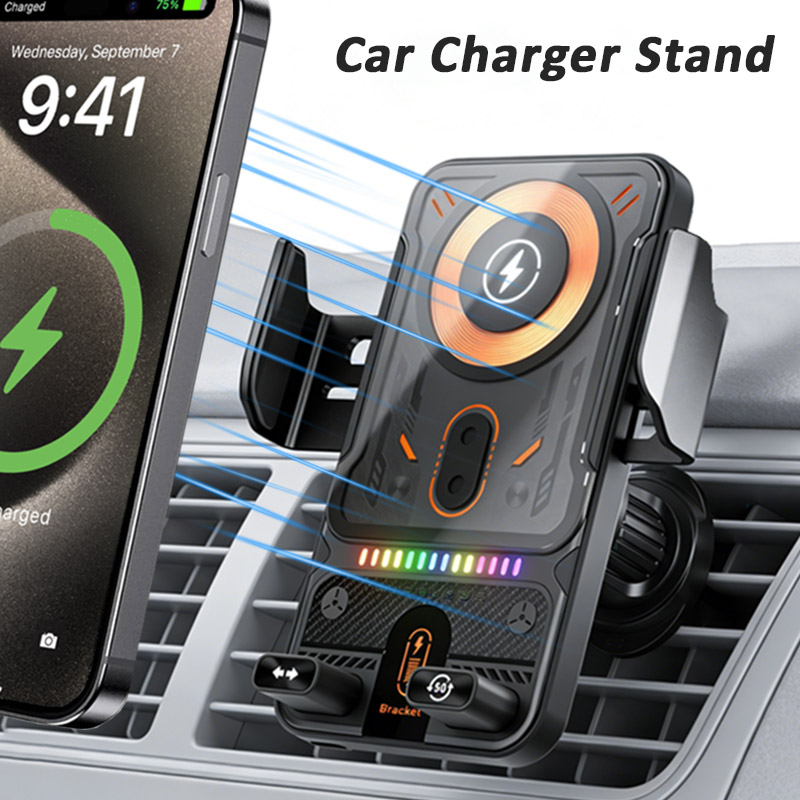 Auto-klemmen auto draadloze oplader telefoonhouder standaard aanraken 360 rotatie RGB snellaadbeugel voor iPhone 17-12 Samsung