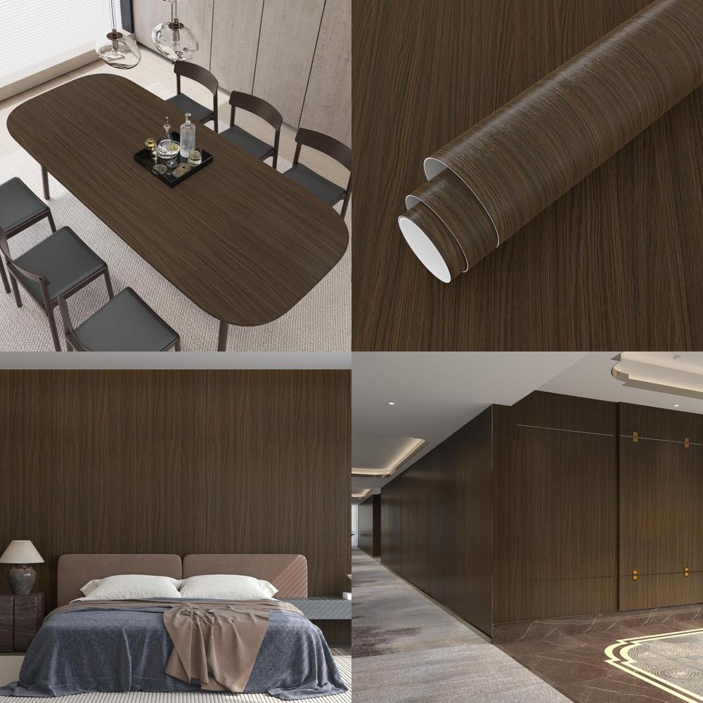 Thickened Extra Wide Brown Wood Grain Peel and Stick Wallpaper for Countertops and Table Surfaces