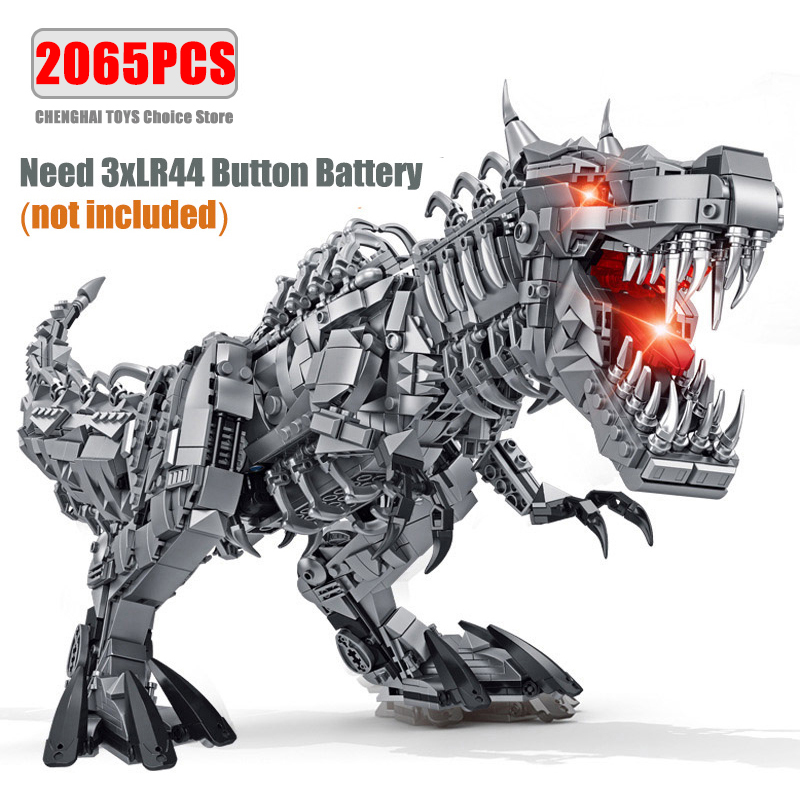 Jurassic Dinosaurier Welt Große Mechanische Tyrannosaurus Rex Bausteine T-rex Modell Mit Lichter Ziegel Spielzeug Für Kinder Geschenk