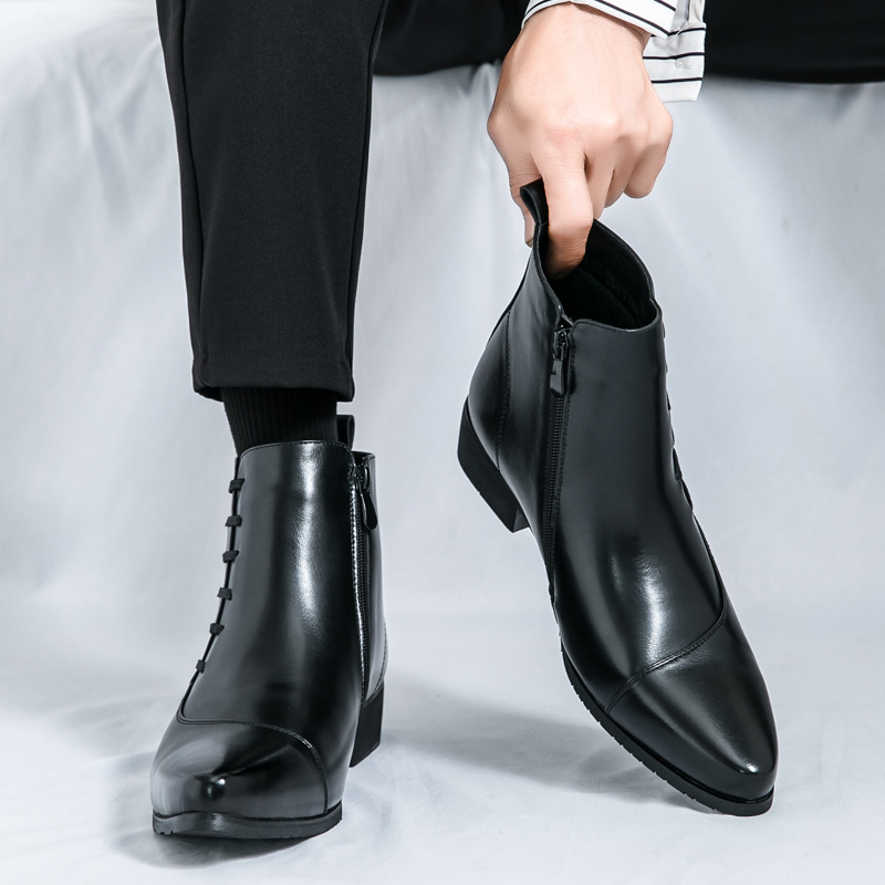 Brytyjskie retro buty jeździeckie męskie, skórzane buty Chelsea za kostkę, modne skórzane buty do garnituru męskie, brytyjskie buty rycerskie.