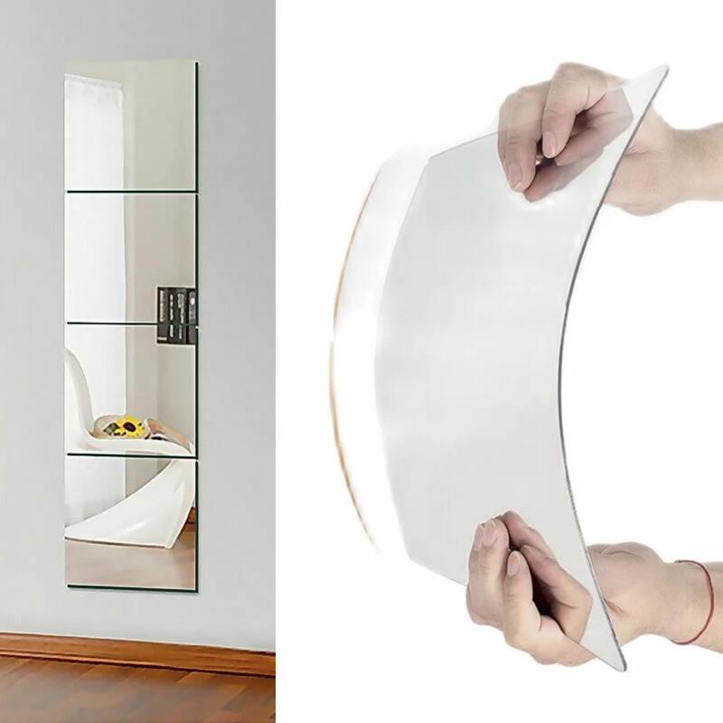 3D Acryl Spiegel Aufkleber Flexible Thicken-2mm Selbst-adhesive DIY Kunst Spiegel Wand Aufkleber Dekoration für Schrank Bad Hause