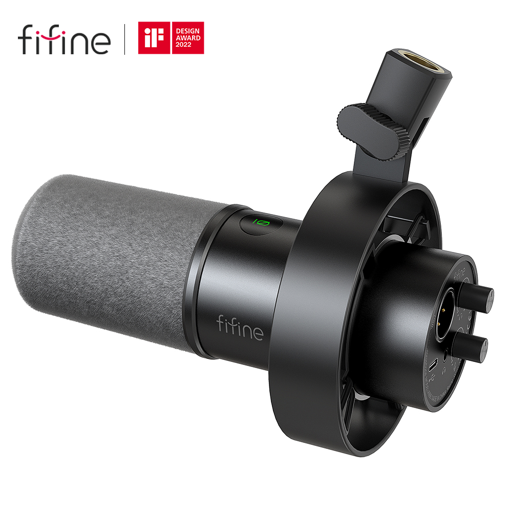 FIFINE USB/XLR dynamische microfoon met shockmount, touch-mute, hoofdtelefoonaansluiting en volumeregeling, voor pc- of geluidskaartopname -K688