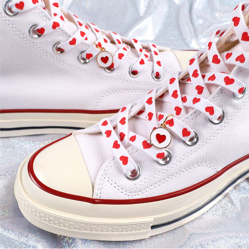Tali Sepatu Motif Hati Datar Terbaru untuk Sepatu Sneakers Wanita dan Pria, Cocok untuk Sepatu Kanvas Tinggi, Tali Sepatu Olahraga