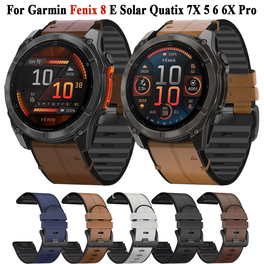 Силиконовый кожаный ремешок 22 26 мм Quickfit для часов Garmin Fenix 8 51 47 мм E 7X 7 Pro 6X 6 Pro 5X 5 Plus Enduro 3 2 Браслет-ремешок