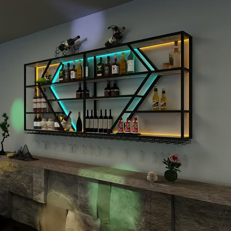 Rak Dinding Dekoratif Lemari Bar Dapur Restoran Pajangan Kabinet Anggur Pajangan Wiski Gua Anggur Mewah Furnitur Trendi