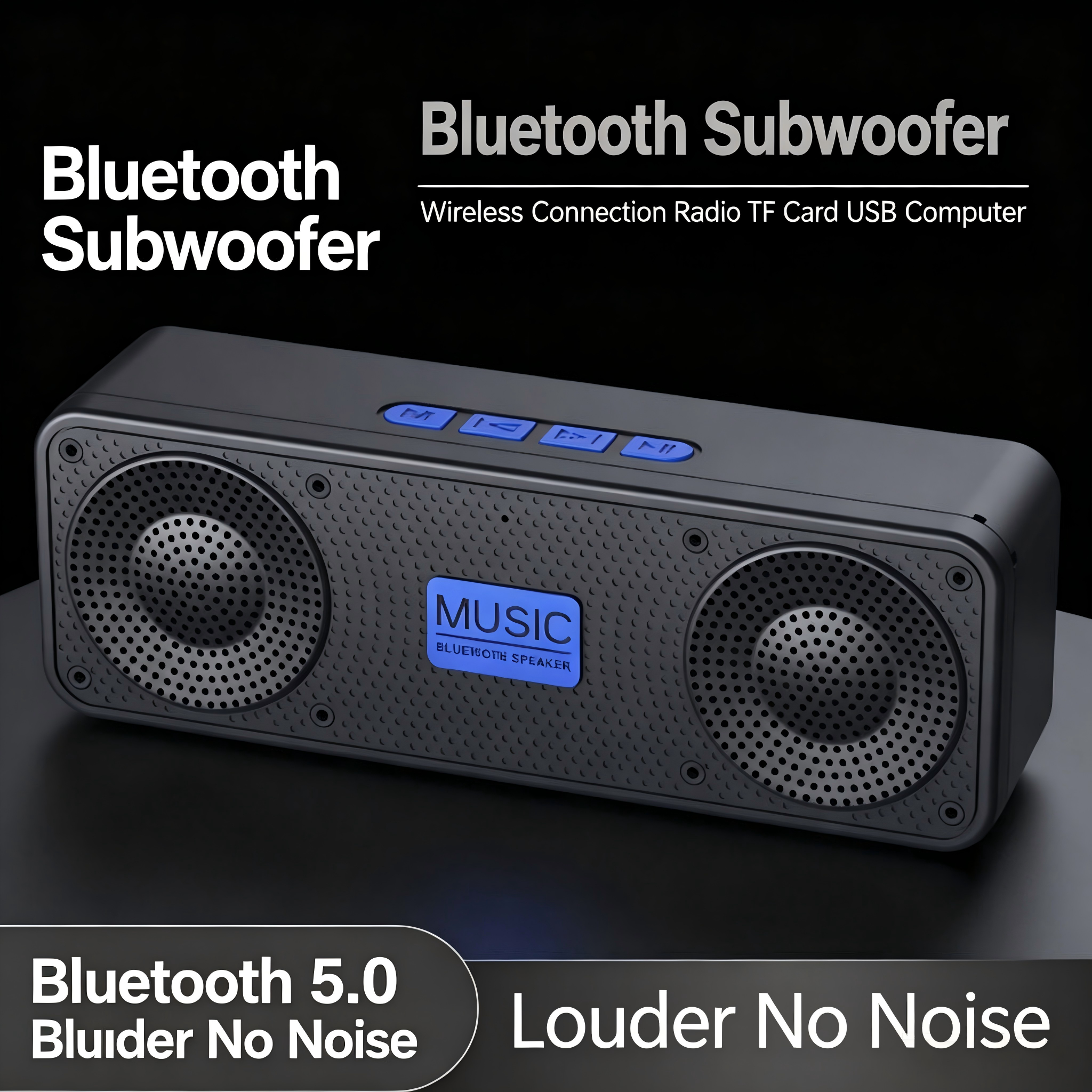  Caixa de Som Bluetooth S18 com Subwoofer, Rádio FM, Bateria de 20H, À Prova D'água, Estéreo para Celular/PC, Uso Externo