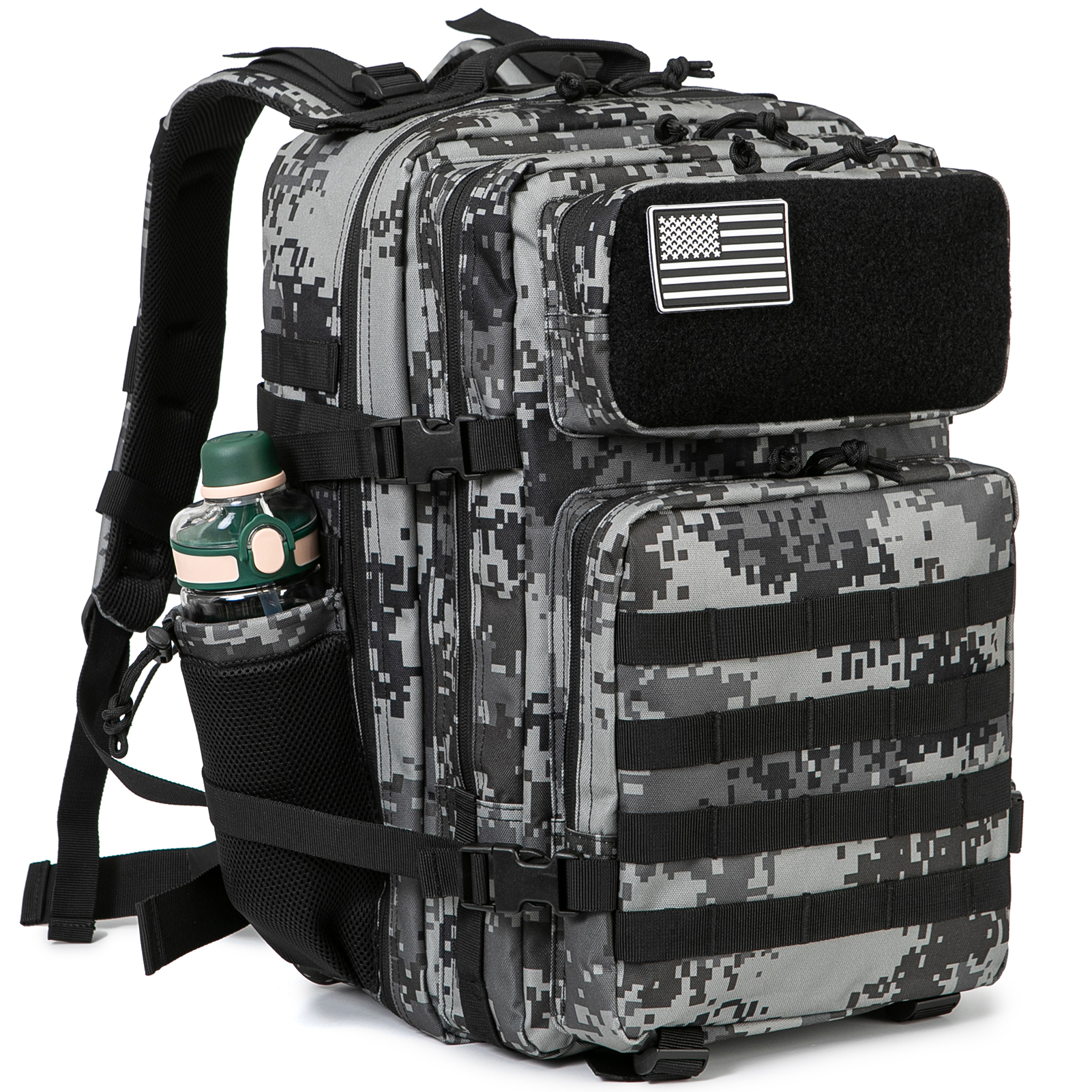 45L กระเป๋าเป้สะพายหลังยุทธวิธี survival กระเป๋าล่าสัตว์ MOLLE กระเป๋าเป้สะพายหลัง GYM สําหรับชาย EDC เดินป่ากลางแจ้ง Rucksack แม่มดผู้ถือขวด