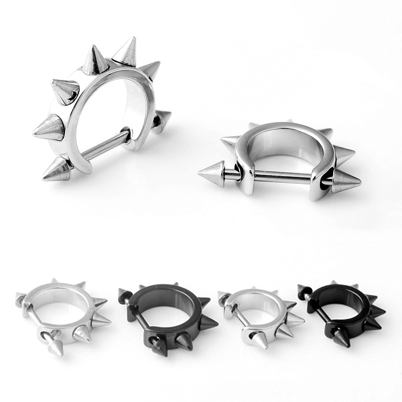 Boucles d'oreilles Piercing pour hommes et femmes, 1 pièce de 16G, Cartilage de roche, Tragus, Helix, Punk, en acier inoxydable, pointe conique, Rivet, cerceau