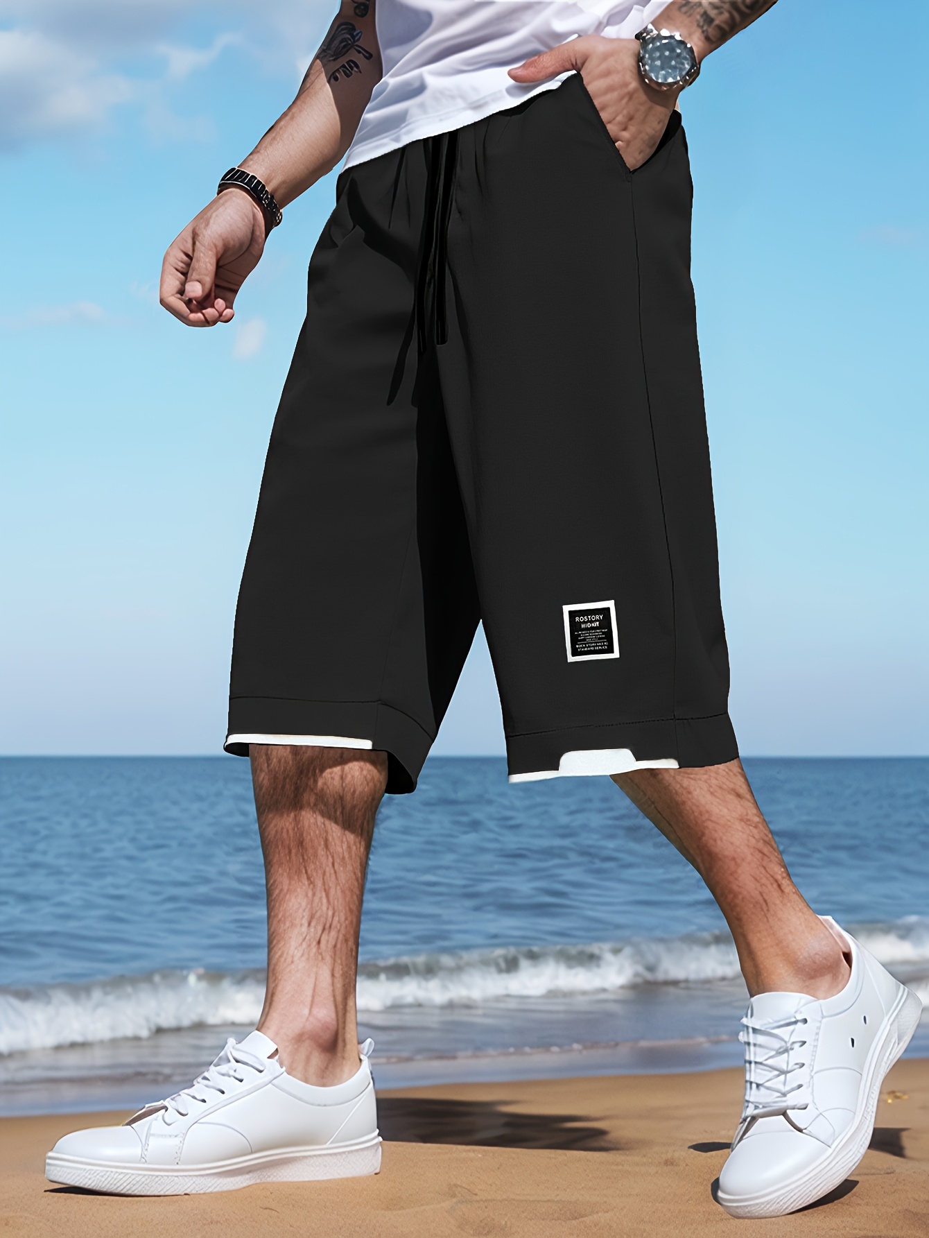 Plus Size Große Herren-Shorts, 2025, Sommer, neu, trendig, locker, für Herren, Sport, Mann, Tiki, Kleidung, Bademode, Kleidung, Jorts, Laufen, Herren, Y2k