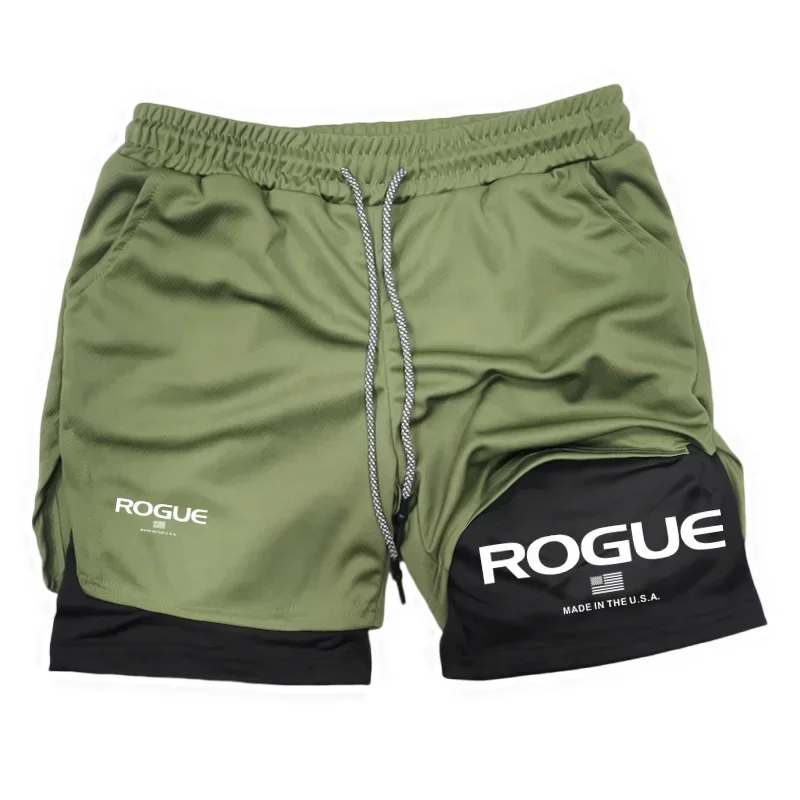Rogue Gyms Sportshorts voor heren Vier seizoenen sportkleding 2-in-1 strakke shorts met dubbele laag Sportshorts