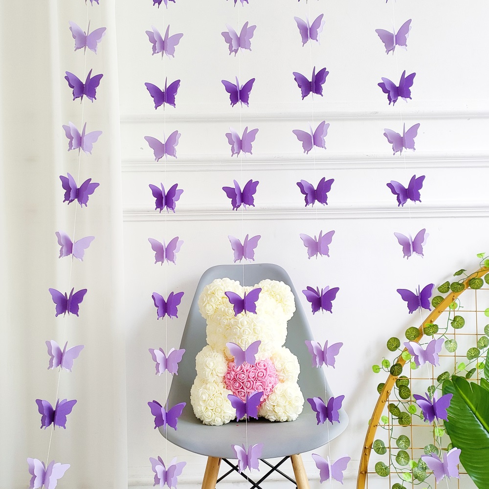2/5 Struny Papierowa girlanda motylkowa Wisząca wróżka ślubna Dekoracja urodzinowa Motyle DIY Baner Baby Shower Suppie