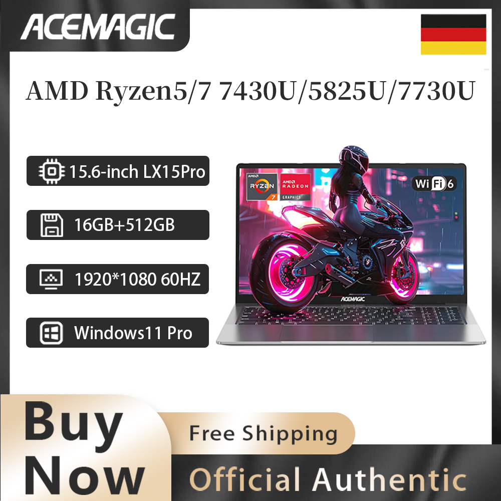 ACEMAGIC Laptop 16 GB DDR4 RAM 512 GB SSD Computer WiFi 6 15,6 inch Full HD IPS-scherm 2025 Laptops voor werk Zakelijk Student
