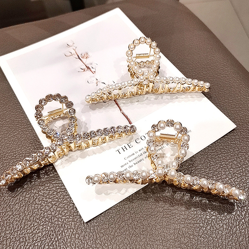 2023 nuova moda metallo grande colore medio perla strass forcina Pan artiglio per capelli per donna ragazza accessori per capelli copricapo