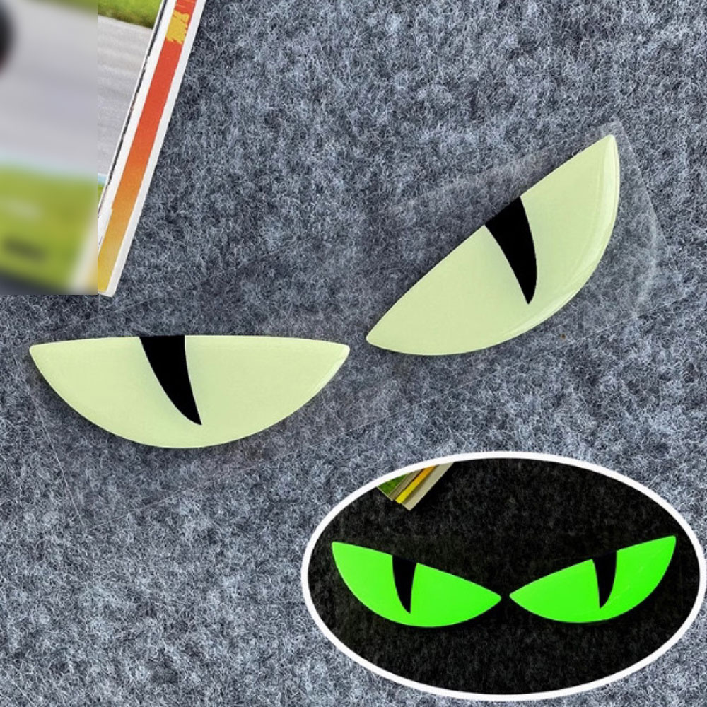 Autocollant 3D lumineux réfléchissant pour moto, motif yeux de démon mignons, pour pare-brise de scooter, améliore la visibilité nocturne et la sécurité