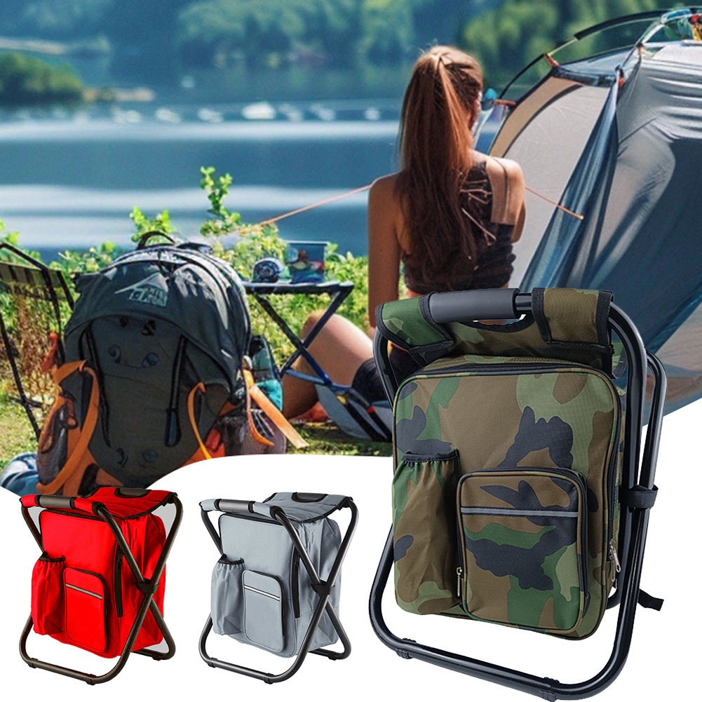 Opvouwbare rugzakstoel, multifunctionele viskruk, draagbare ijszakstoel, ijszakkruk voor buiten, campingkruk met grote capaciteit