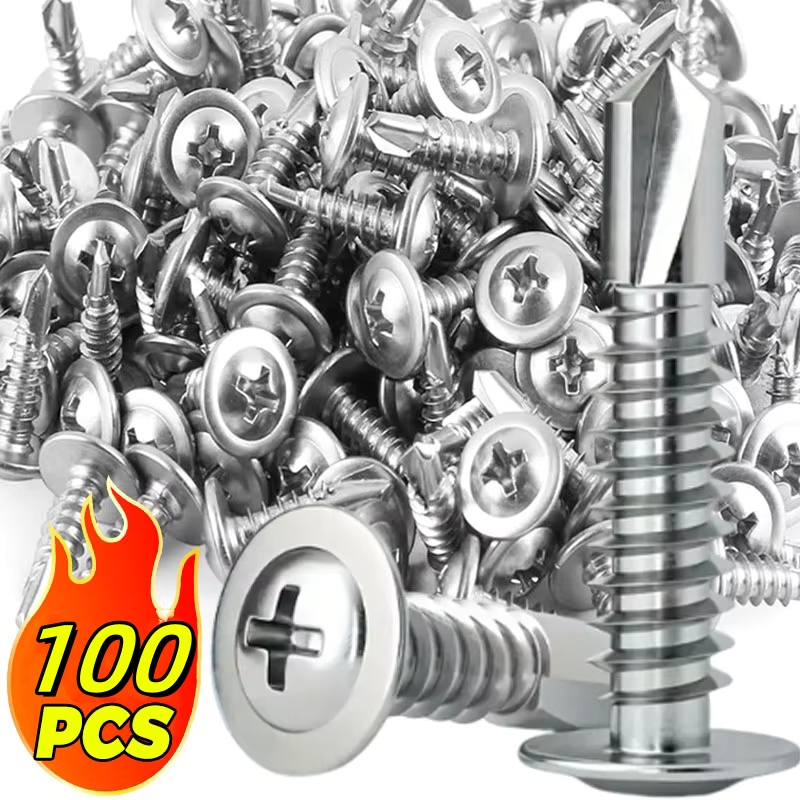 # Tornillo Autorroscante de Acero Inoxidable 8 M4.2, Cabeza Redonda Plana Grande, Tornillo Autoperforante para Reparación de Madera y Chapa Metálica