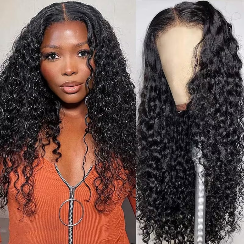 Peruca Frontal de Renda HD Suíça Transparente 200% de Alta Densidade com Ondas de Água, Cabelo Humano Cacheado Jerry Bouncy, 40 42 Polegadas, Ondas Profundas, Peruca Frontal de Renda HD 13x4 13x6 para Mulheres Negras, Cabelo Humano Virgem da Malásia, Ondu