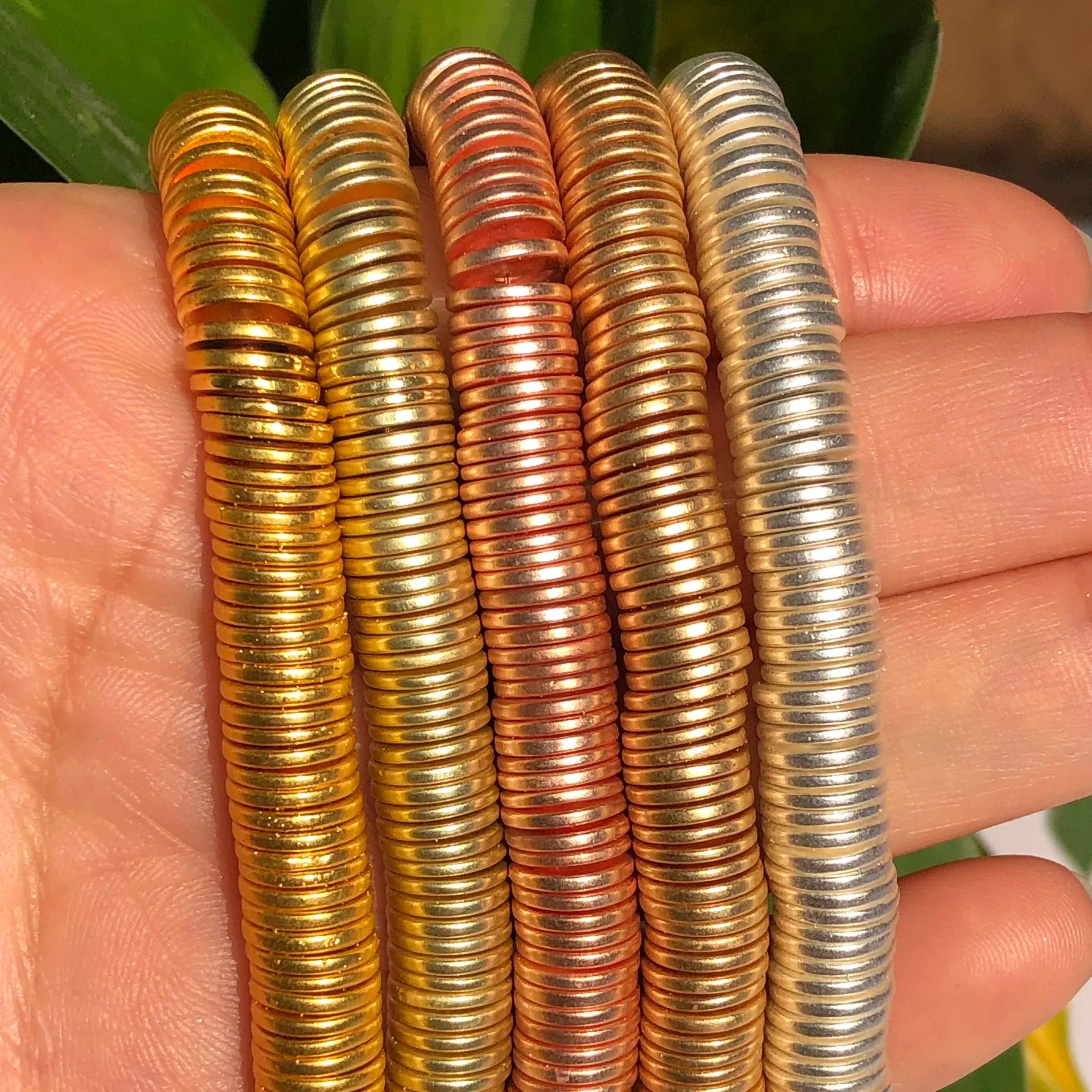 3/4/6/8mm pedra natural fosco ouro prata banhado disco hematita plana redonda rondelle grânulo para fazer jóias diy pulseira colar