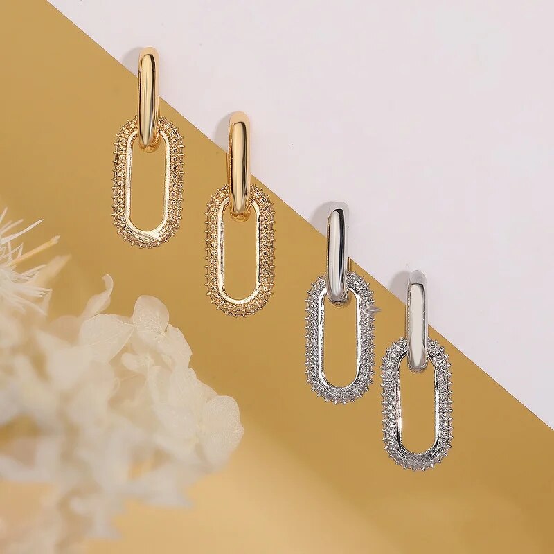 เงา Rhinestone เรขาคณิตต่างหูสุภาพสตรีแฟชั่นหรูหรารูปไข่แหวนคู่ต่างหูประณีตอุปกรณ์เสริม