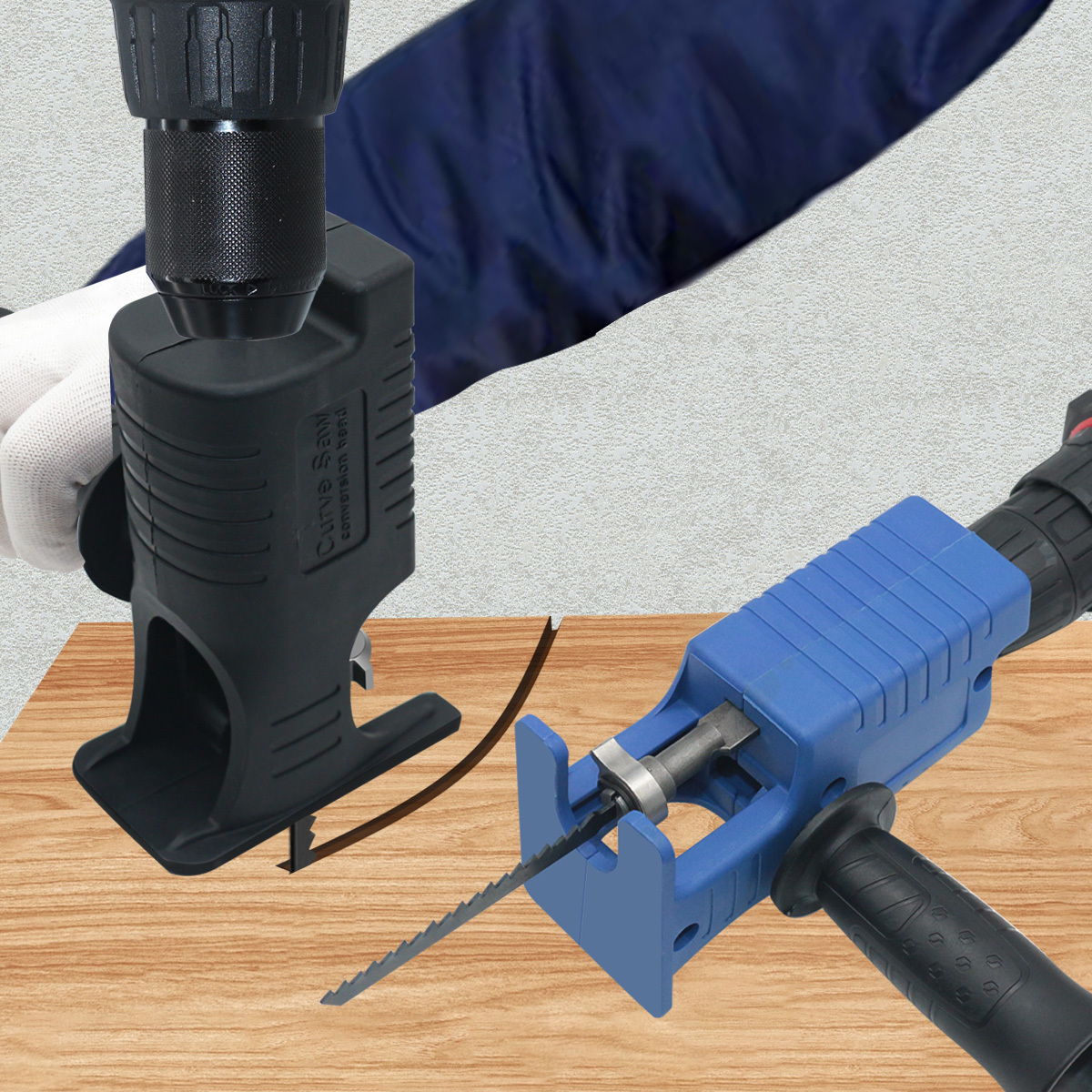 Ferramenta elétrica modificada da serra da curva da serra helicoidal, broca elétrica portátil do adaptador da serra alternativa para o corte de tubulação de aço do pvc de madeira