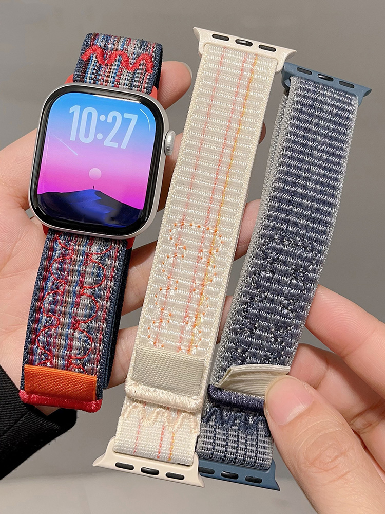 Nylon Loop For Apple Watch Strap 45mm-44mm 49mm 42mm-40mm-46mm 41mm 38mm Correa Bracelet iWatch Series 10/ultra2/8/9/6 Se 7 band