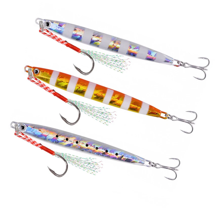 1Pc Lange Metall Jig Angeln Locken Langsam Cast Jigging Löffel 10G 20G 30G 40G 60G Meer Bass Köder Künstliche Köder Angeln Getriebe