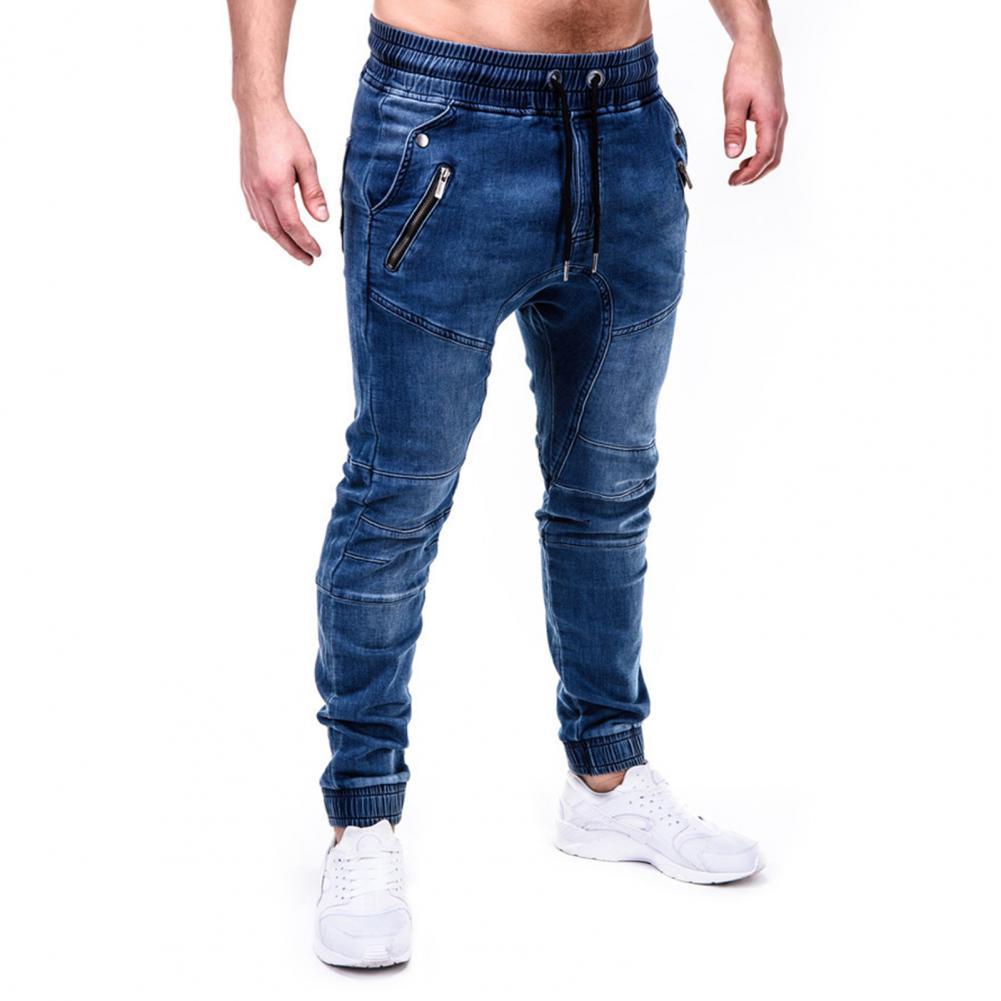 ชายฤดูร้อนกางเกงยีนส์ Motorpoof กางเกงยีนส์ Skinny กางเกงยีนส์แฟชั่น Denim ดินสอกางเกงข้อเท้าผูก Denim กางเกง