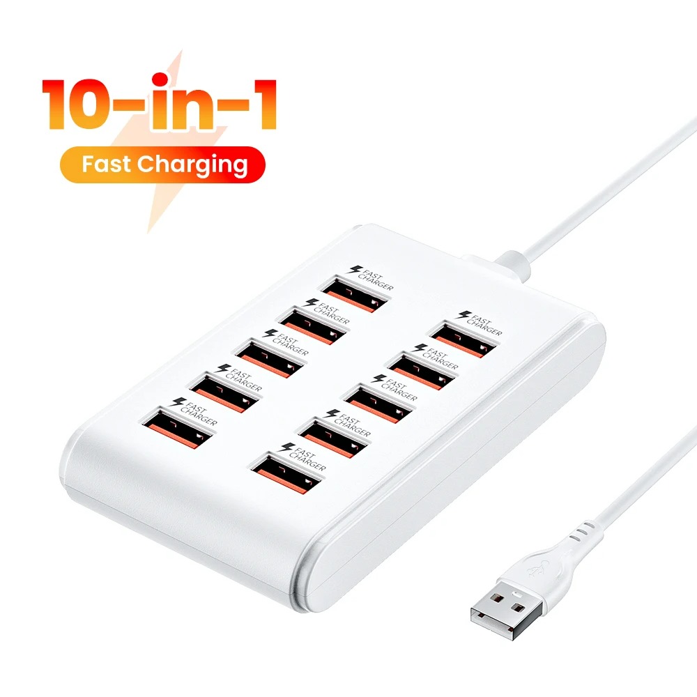10-poorts USB-laadstation 25W Multi Device Fast Charger Hub Adapter voor iPhone Samsung Xiaomi Huawei Verlengsnoer Desktop
