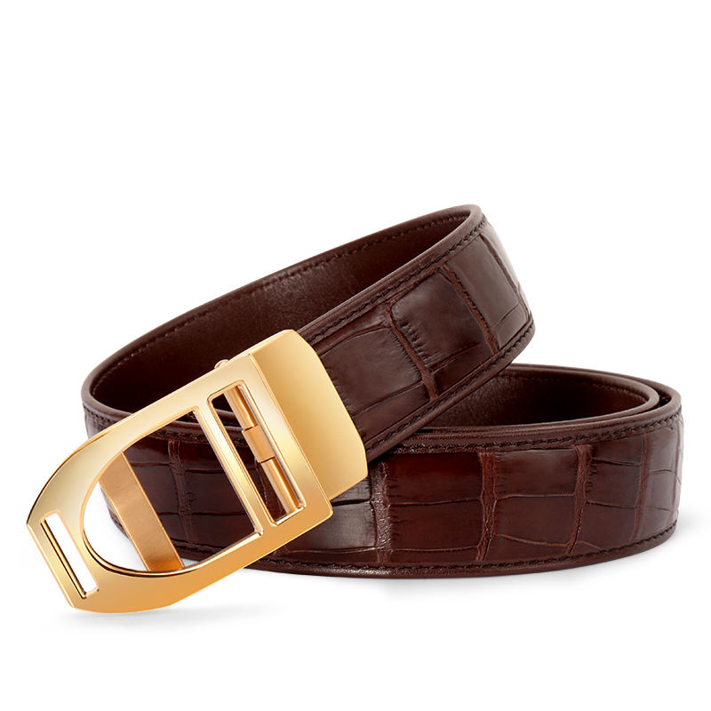 Cinturón de cocodrilo de Tailandia para hombres, hebilla automática, cinturón informal de negocios auténtico, cinturón juvenil de cuero de alto grado