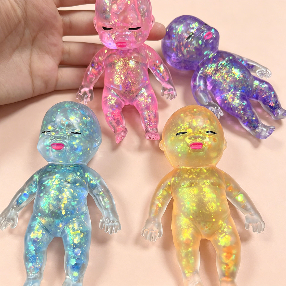 Topseller Glitzer-Baby-Squishy-Spielzeug Langsam Zurückfederndes Fidget-Spielzeug Stressabbau-Soft-Squeeze-Spielzeug Kreatives Geschenk für Kinder und Erwachsene