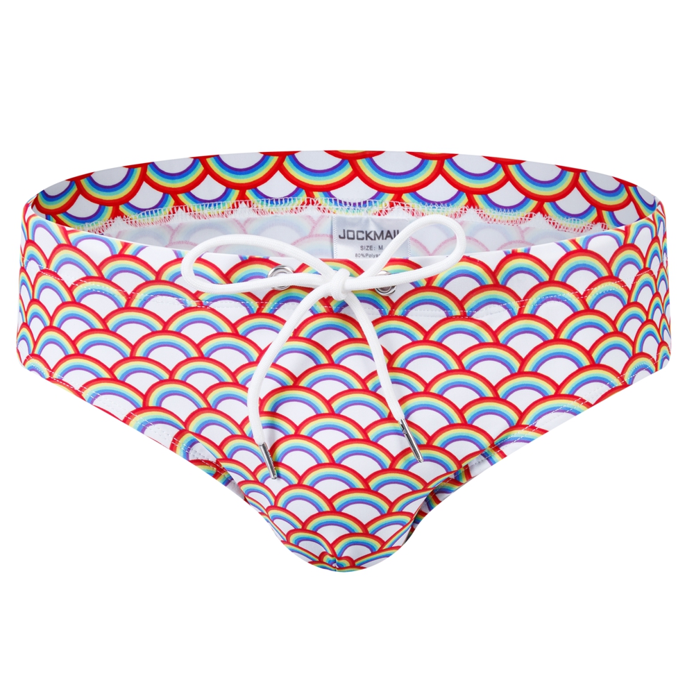 Sexy Heren Lage Taille Zwemmen Strak Push-up Pad Zwembroek Sport Slips Badmode Strand Korte Regenboog Dot Print Zomer Amerikaanse maat