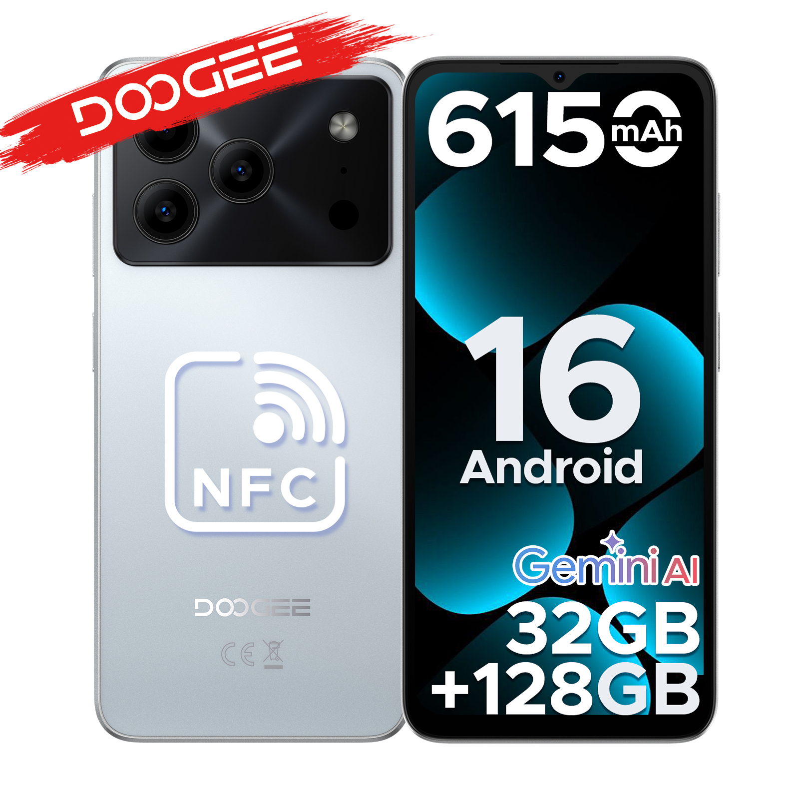 DOOGEE Note56 Pro Android 16 Gemini AI, bateria 6150 mAh, 32 GB RAM (4 + 28), 128 GB ROM, obsługa Widevine L1