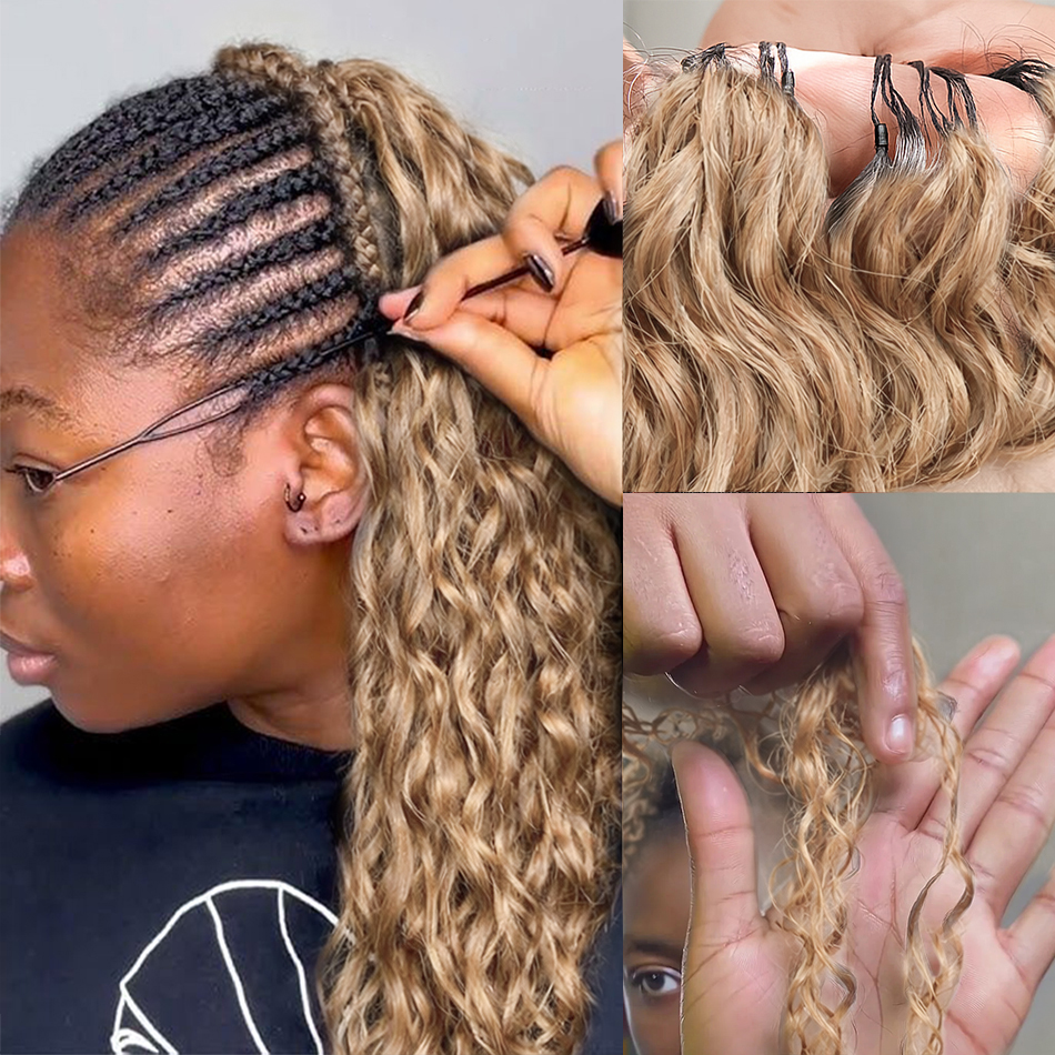 # 27 Extension di capelli umani all'uncinetto con riflessi, per trecce, ricci afro, pre-separati, senza nodi, piccole spirali, ricci all'uncinetto