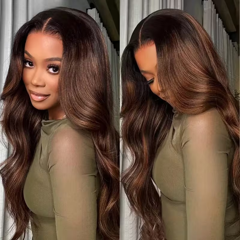 Perruques de cheveux humains Body Wave HD Lace Front 13x4 13x6 Marron Chocolat Densité 200 Perruque frontale HD Lace pré-épilée longue
